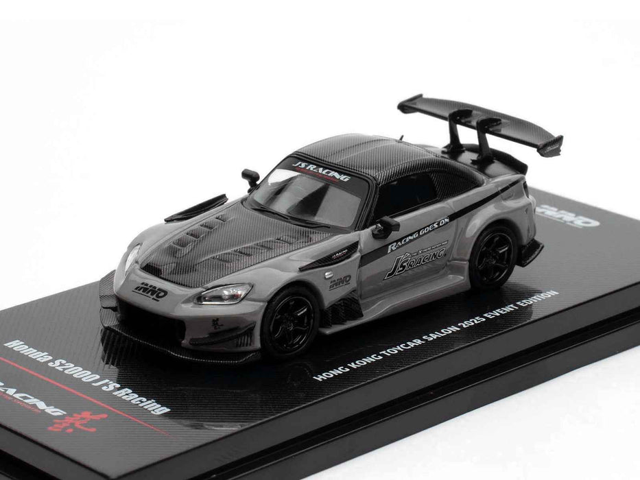 Honda S2000 RHD (Right Hand Drive) "J's Racing" Gray with Carbon Hood and Top "Hong Kong Toycar Salon 2025 Event Edition" 1/64 Diecast Model Car by Inno Models