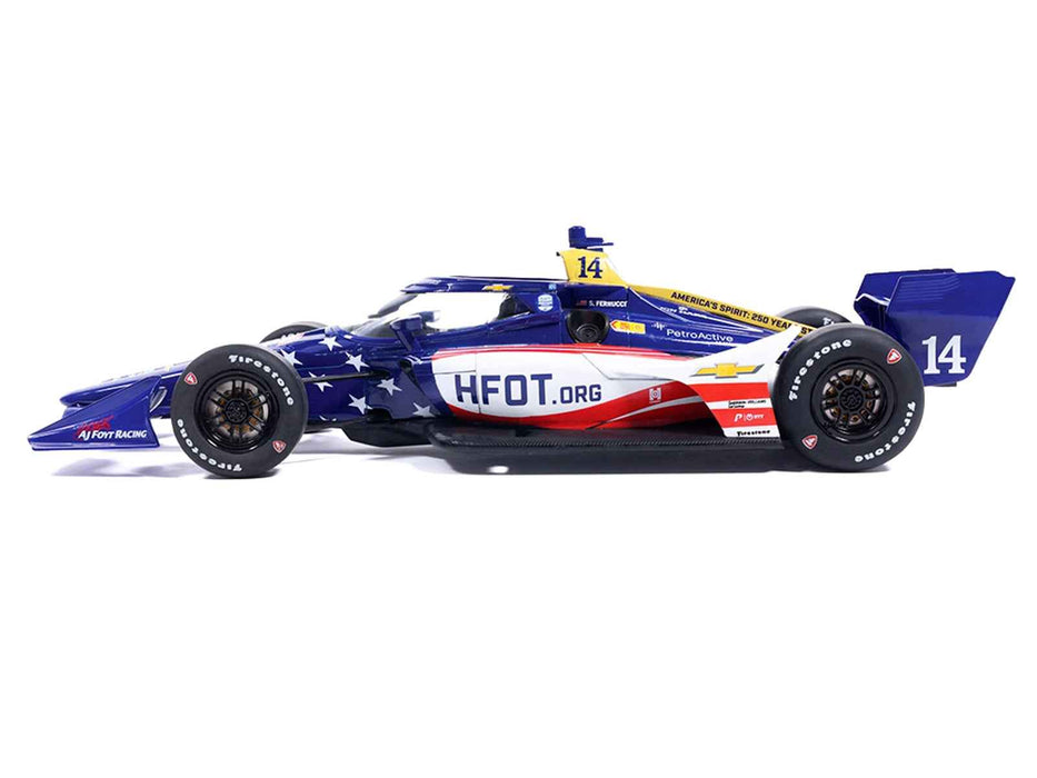 Dallara IndyCar #14 Santino Ferrucci "HFOT.Org" AJ Foyt Racing (Road Course Configuration) "NTT IndyCar Series" (2026) 1/18 Diecast Model Car by IXO Models