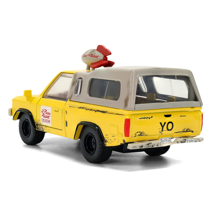 Pizza Planet Truck Yellow (Weathered) with Beige Camper "Toy Story" (1995) Movie "Hollywood Rides" Series 1/32 Diecast Model Car by Jada