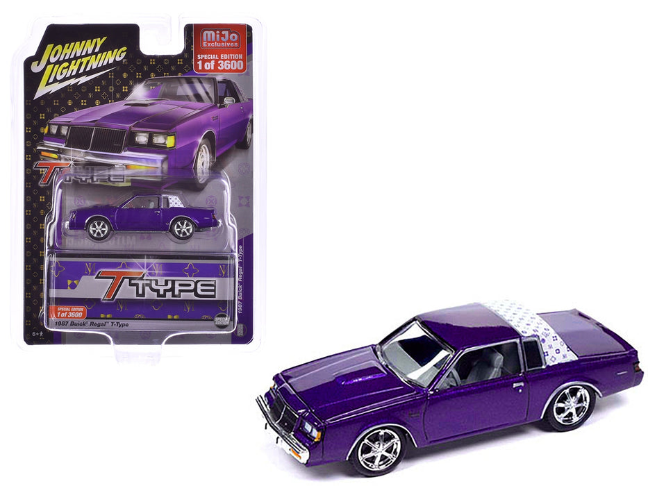 1987 Buick Regal T-Type Purple Metallic Limited Edition to 3600 pieces Worldwide 1/64 Diecast Model Car by Johnny Lightning - Miniature Motors