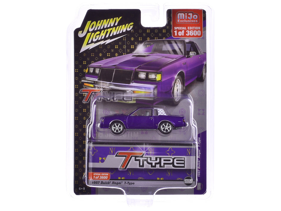1987 Buick Regal T-Type Purple Metallic Limited Edition to 3600 pieces Worldwide 1/64 Diecast Model Car by Johnny Lightning - Miniature Motors