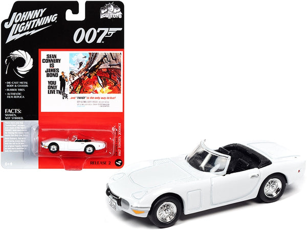 1967 Toyota 2000GT Convertible White (James Bond 007) "You Only Live Twice" (1967) Movie "Pop Culture" Series 1/64 Diecast Model Car by Johnny Lightning - Miniature Motors