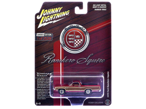 1970 Ford Ranchero Squire Red with Woodgrain Sides "Hobby Exclusive" Series Limited Edition to 2520 pieces Worldwide 1/64 Diecast Model Car by Johnny Lightning