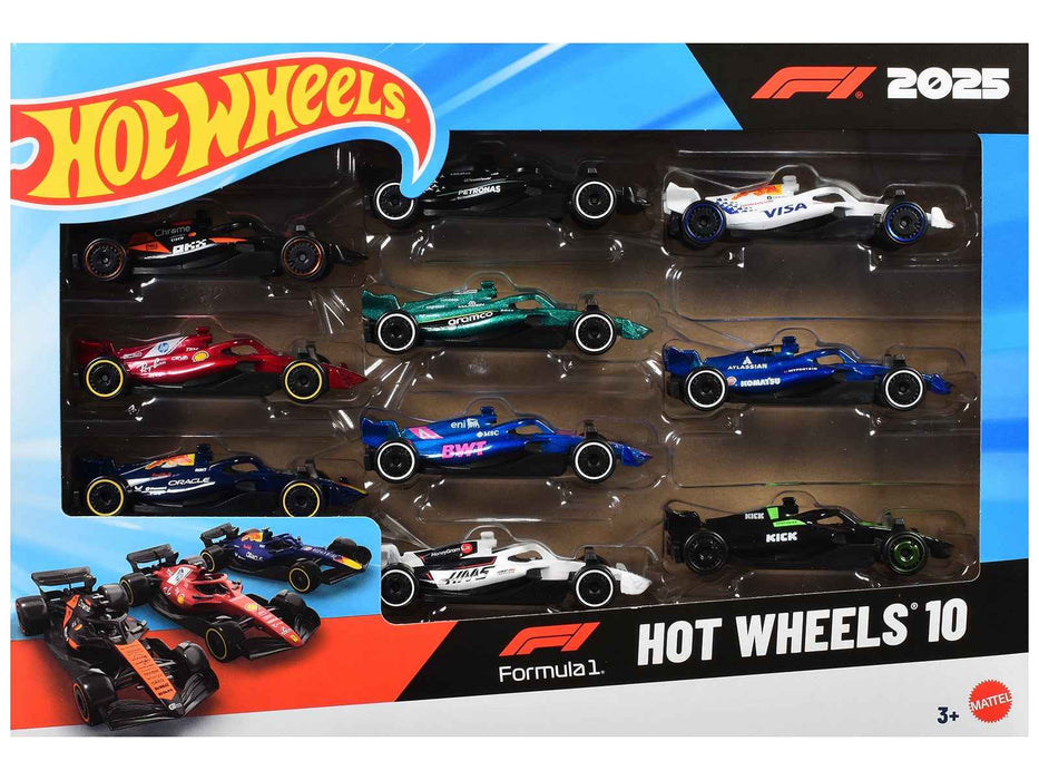 2025 Formula 1 World Championship 10 piece Set Diecast Model Cars by Hot Wheels