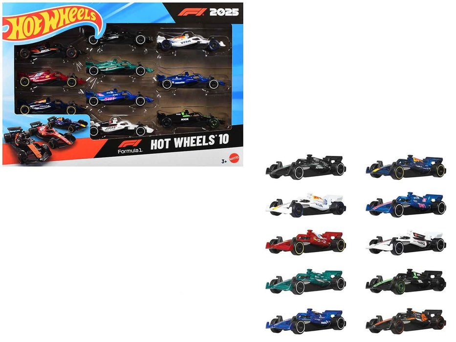 2025 Formula 1 World Championship 10 piece Set Diecast Model Cars by Hot Wheels