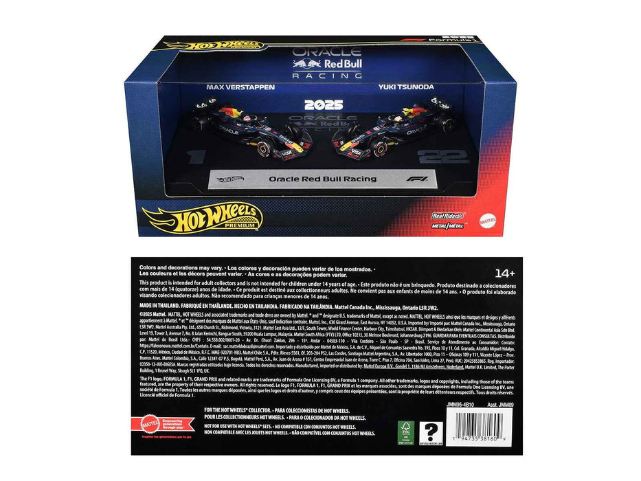 "Oracle Red Bull Racing" Formula One F1 World Championship (2025) 2 Piece Set Diecast Model Cars by Hot Wheels