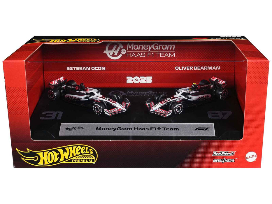 "MoneyGram Haas F1 Team" Formula One F1 World Championship (2025) 2 Piece Set Diecast Model Cars by Hot Wheels