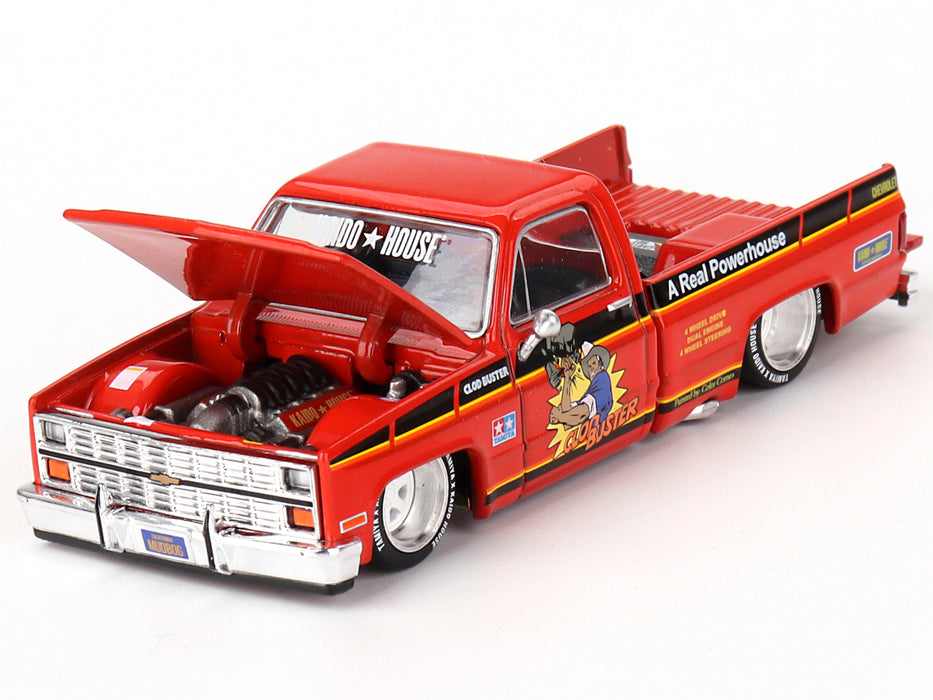 Chevrolet Silverado Pickup Truck "Clod Buster" Orange with Black Stripes (Designed by Jun Imai) "Tamiya x Kaido House" Special 1/64 Diecast Model Car by Mini GT - Miniature Motors