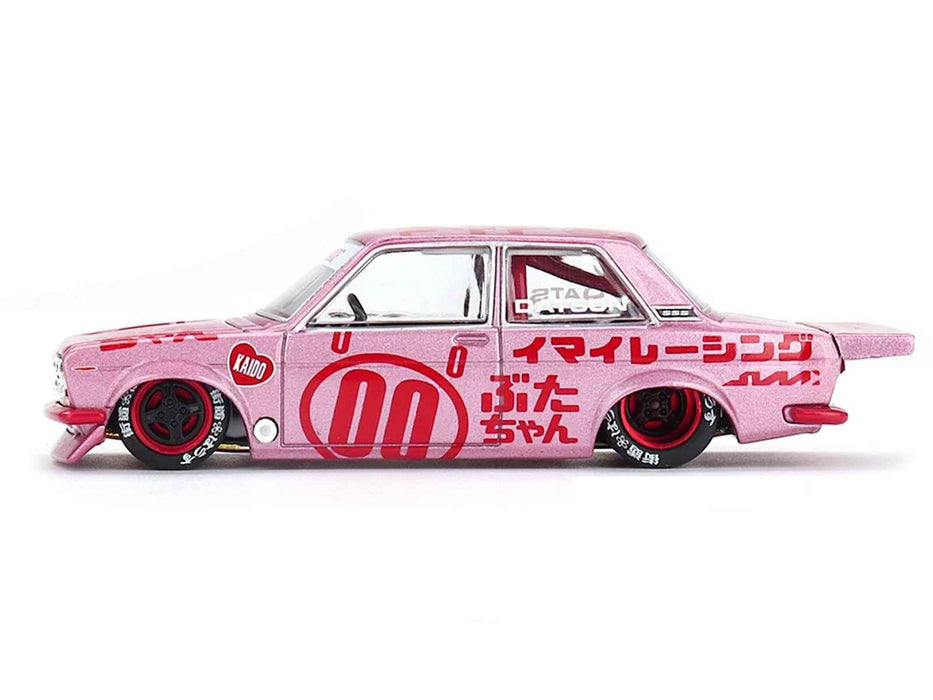 Datsun 510 Pro Street #00 "Buta V1" Pink Metallic with Red Graphics (Designed by Jun Imai) "Kaido House" Special 1/64 Diecast Model Car by Mini GT