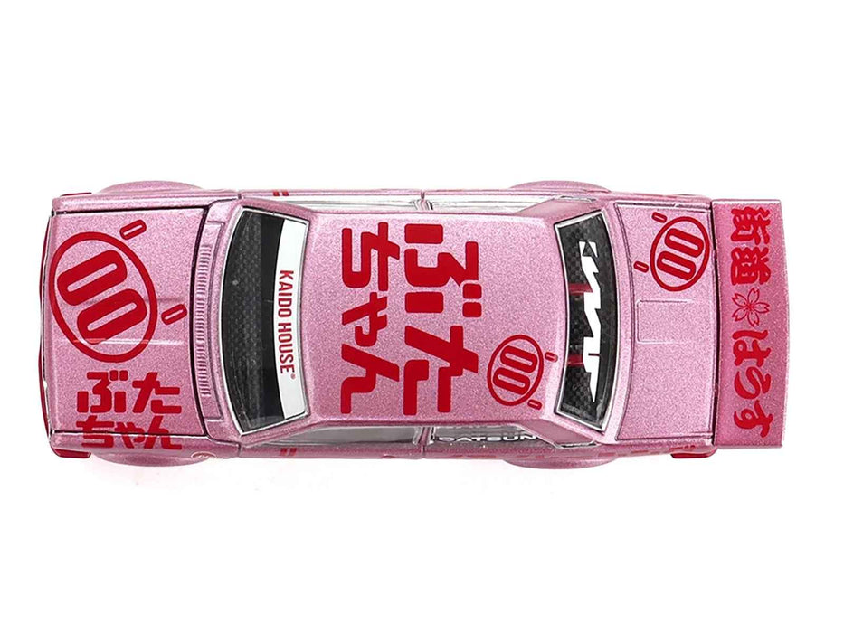 Datsun 510 Pro Street #00 "Buta V1" Pink Metallic with Red Graphics (Designed by Jun Imai) "Kaido House" Special 1/64 Diecast Model Car by Mini GT