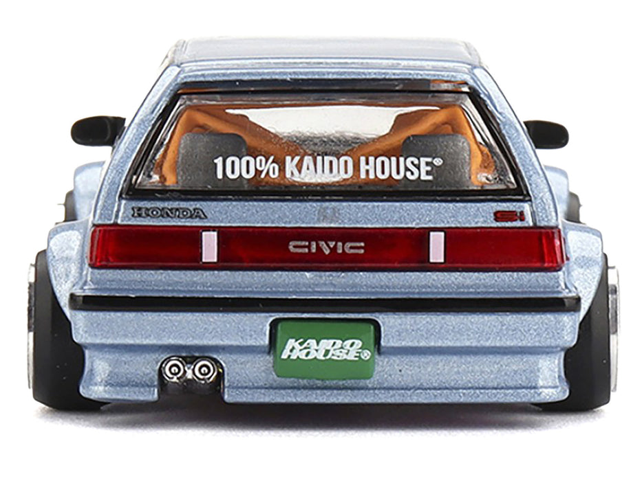 Honda Civic (EF) "Kaido Roulette V1" Blue Metallic with Carbon Hood and Doors (Designed by Jun Imai) "Kaido House" Special 1/64 Diecast Model Car by Mini GT