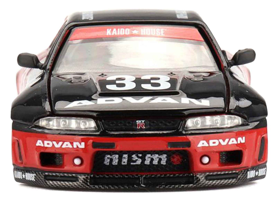Nissan Skyline GT-R (R33) "Kaido Works" RHD (Right Hand Drive) #33 "ADVAN" Black and Red (Designed by Jun Imai) "Kaido House" Special 1/64 Diecast Model Car by Mini GT