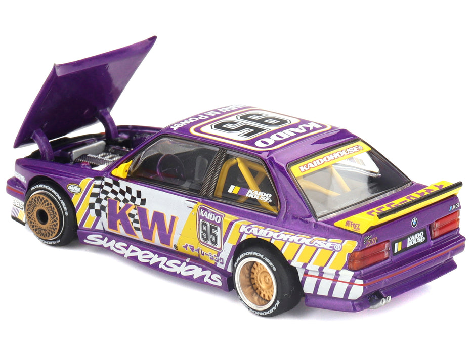 BMW M3 "Kaido KW V1" #95 Purple and Yellow with Graphics (Designed by Jun Imai) "Kaido House" Special 1/64 Diecast Model Car by Mini GT