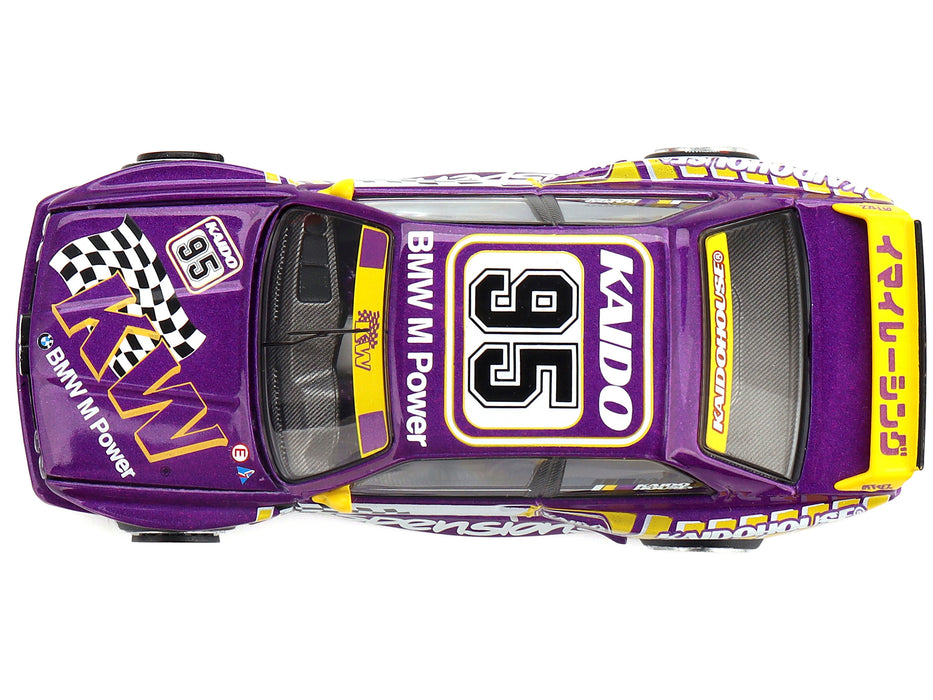 BMW M3 "Kaido KW V1" #95 Purple and Yellow with Graphics (Designed by Jun Imai) "Kaido House" Special 1/64 Diecast Model Car by Mini GT