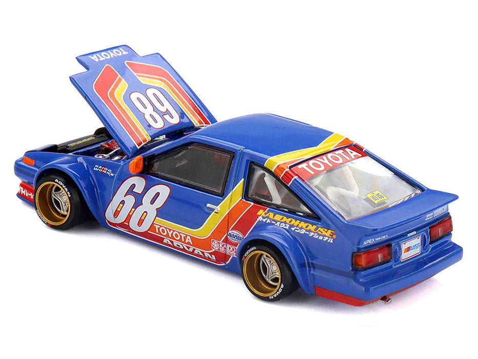 Toyota AE86 Sprinter Trueno "Kaido Racing V1" RHD (Right Hand Drive) #68 Blue with Stripes (Designed by Jun Imai) "Kaido House" Special 1/64 Diecast Model Car by Mini GT