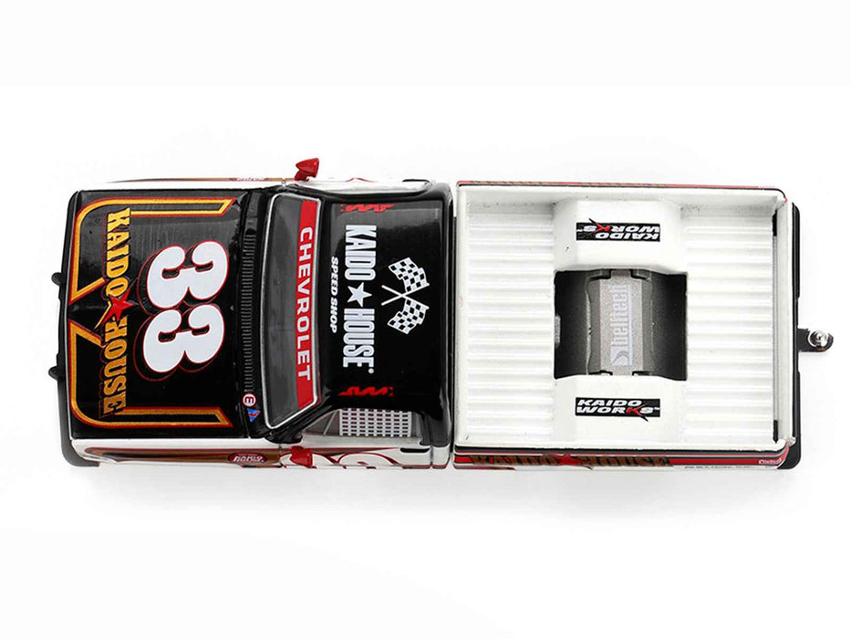 Chevrolet Silverado Pickup Truck #33 "Kaido Intimidator V1" White and Black with Graphics (Designed by Jun Imai) "Kaido House" Special 1/64 Diecast Model Car by Mini GT