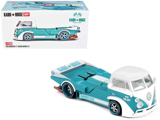 Volkswagen T1 "Kaido Works V1" Truck Turquoise with White Top and Stripes (Designed by Jun Imai) "Kaido House" Special 1/64 Diecast Model Car by Mini GT