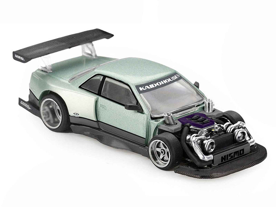 Nissan Silvia S13-R "Kaido Works V1" RHD (Designed by Jun Imai) Light Green Metallic "Kaido House" Special 1/64 Diecast Model Car by Mini GT