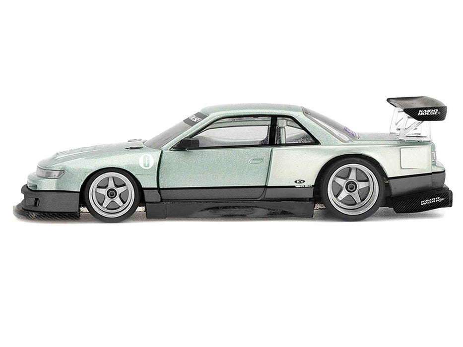 Nissan Silvia S13-R "Kaido Works V1" RHD (Designed by Jun Imai) Light Green Metallic "Kaido House" Special 1/64 Diecast Model Car by Mini GT