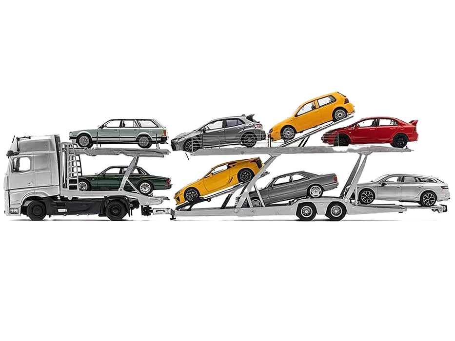 Mercedes-Benz Actros Auto Transporter Yellow 1/64 Diecast Model by GCD