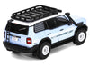 2024 Toyota Land Cruiser Prado Light Blue with White Top and Stripes with Roof Rack and Accessory 1/64 Diecast Model Car by GCD
