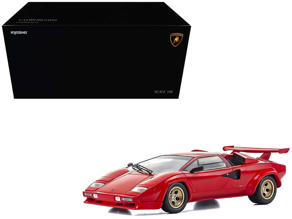 Lamborghini Countach LP 5000 Quattrovalvole Red with Gold Wheels 1/18 Diecast Model Car by Kyosho