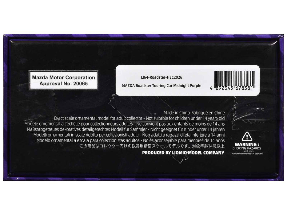 Mazda Roadster Touring Car RHD (Right Hand Drive) Midnight Purple Metallic "Hobby Expo China 2026 Event Edition" 1/64 Diecast Model Car by Liomio