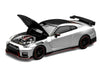 2022 Nissan GT-R Nismo (R35) RHD (Right Hand Drive) Ultimate Metal Silver Metallic with Carbon Hood and Top "Senior 64" Series 1/64 Diecast Model Car by MotorHelix