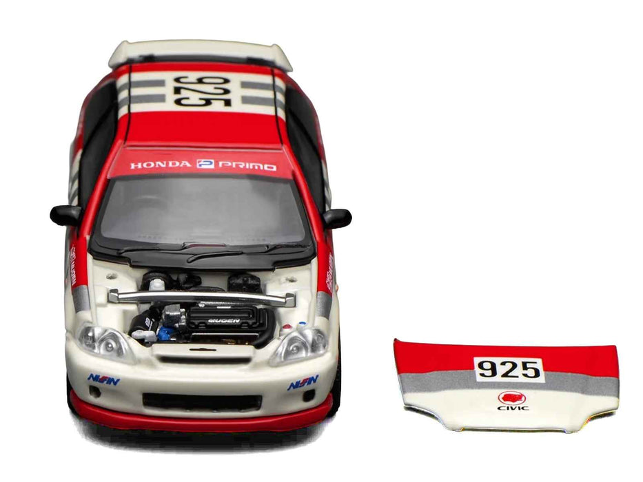 Honda Civic Type R (EK9) RHD (Right Hand Drive) #925 "Idemitsu Motion" White and Red 1/64 Diecast Model Car by MotorHelix