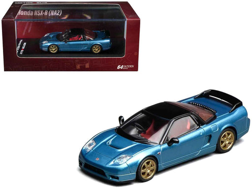 Honda NSX-R (NA2) RHD (Right Hand Drive) Ice Blue Metallic with Black Top and Red Interior "Intern 64" Series 1/64 Diecast Model Car by MotorHelix