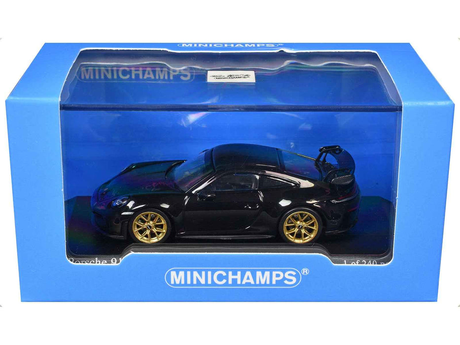 2025 Porsche 911 (992.2) GT3 Weissach Package Black with Carbon Stripe Limited Edition to 240 pieces Worldwide 1/64 Diecast Model Car by Minichamps