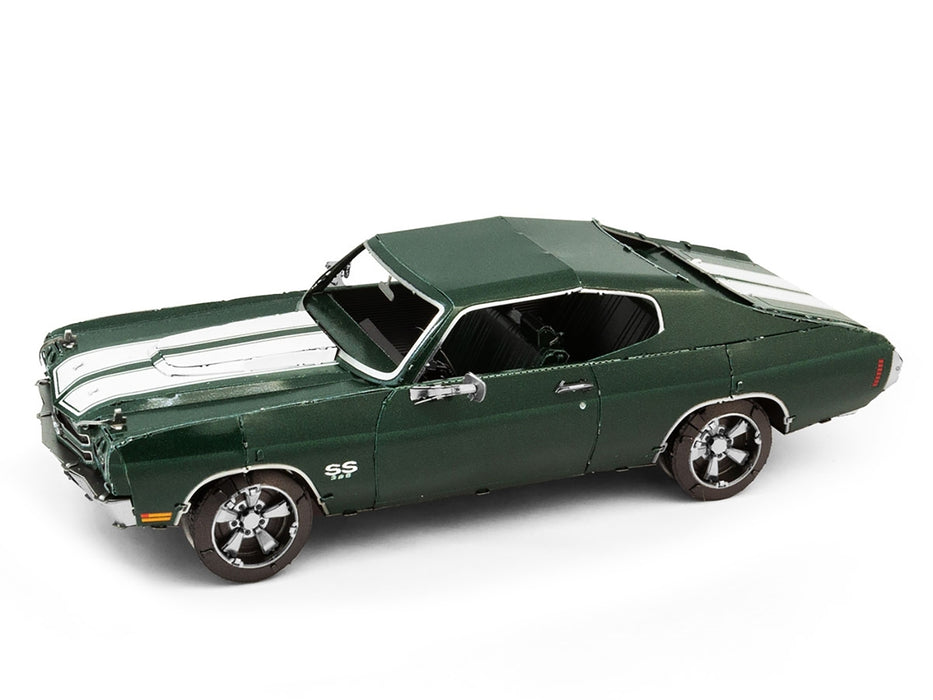 Model Kit 1970 Chevrolet Chevelle SS Green with White Stripes (Challenging Difficulty) Steel Model by Metal Earth