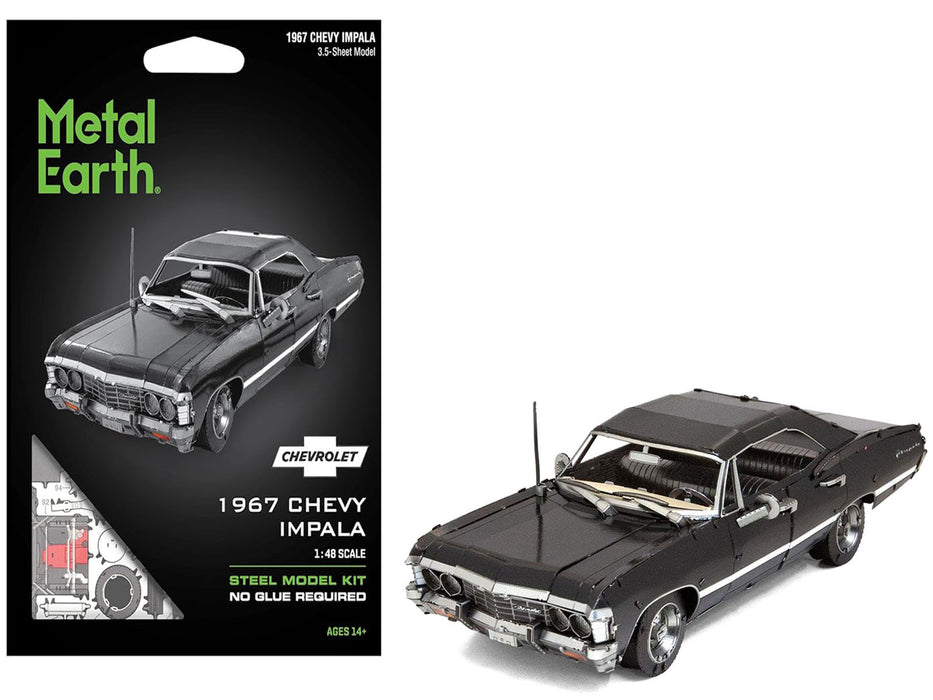 Model Kit 1967 Chevrolet Impala Black (Moderate Difficulty) Steel Model by Metal Earth