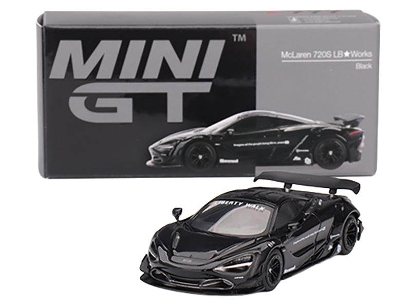 McLaren 720S LB-Works Black Limited Edition 1/64 Diecast Model Car by Mini GT