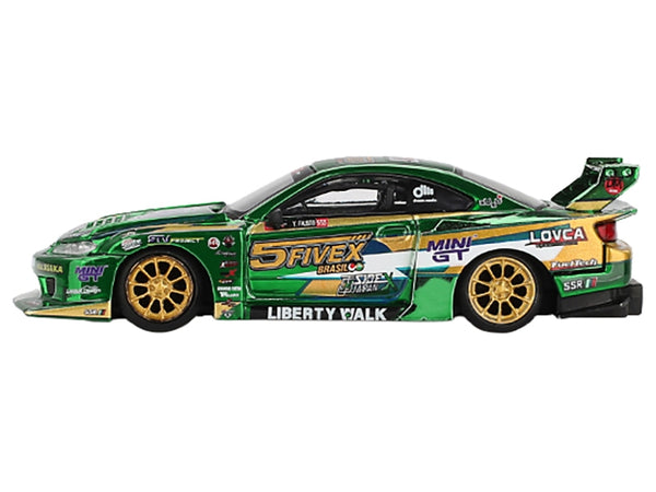 Nissan Silvia (S15) LB-Super Silhouette RHD (Right Hand Drive) "Fausto Racing 2024" Green Metallic Limited Edition 1/64 Diecast Model Car by Mini GT - Miniature Motors
