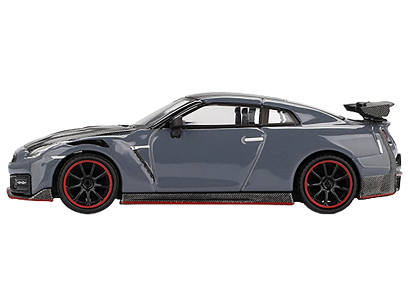 2024 Nissan GT-R Nismo (R35) Stealth Gray with Carbon Hood and Top Limited Edition 1/64 Diecast Model Car by Mini GT