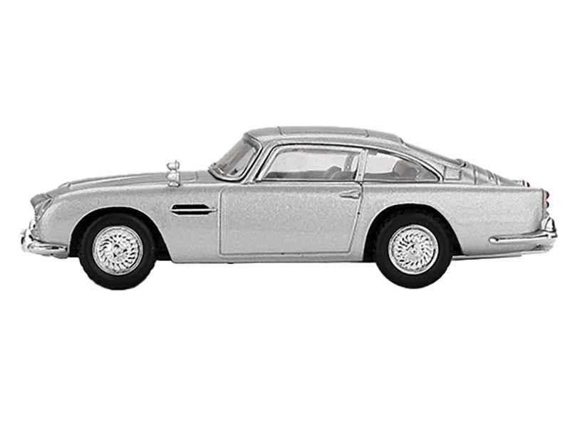 Aston Martin DB5 RHD (Right Hand Drive) Birch Silver Metallic 007 James Bond "Thunderball" (1965) Movie Limited Edition 1/64 Diecast Model Car by Mini GT