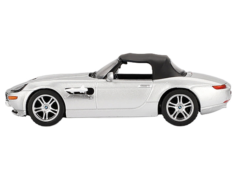 BMW Z8 Silver Metallic with Black Soft Top 007 James Bond "The World Is Not Enough" (1999) Movie Limited Edition 1/64 Diecast Model Car by Mini GT