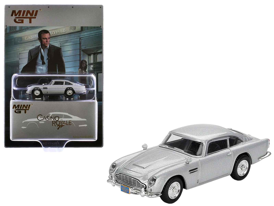 Aston Martin DB5 Birch Silver Metallic 007 James Bond "Casino Royale" (2006) Movie Limited Edition 1/64 Diecast Model Car by Mini GT