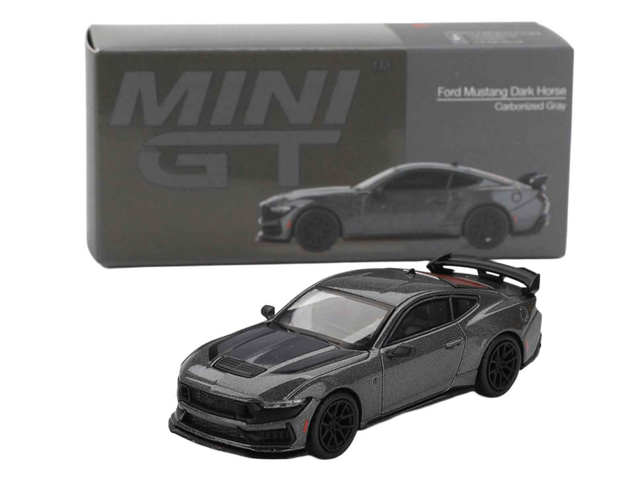 2024 Ford Mustang Dark Horse Carbonized Gray Metallic Limited Edition 1/64 Diecast Model Car by Mini GT