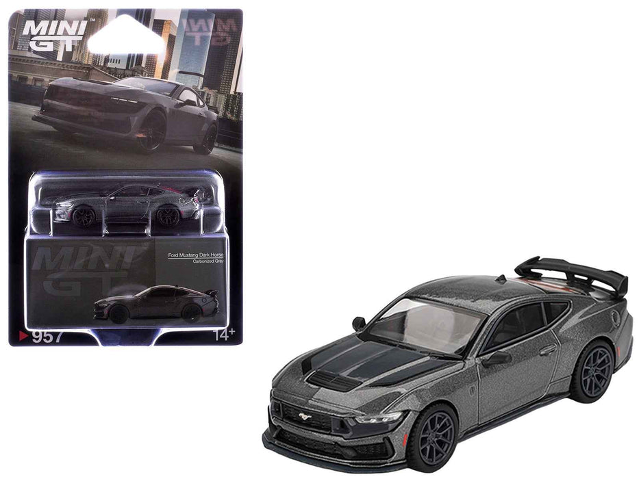2024 Ford Mustang Dark Horse Carbonized Gray Metallic Limited Edition 1/64 Diecast Model Car by Mini GT