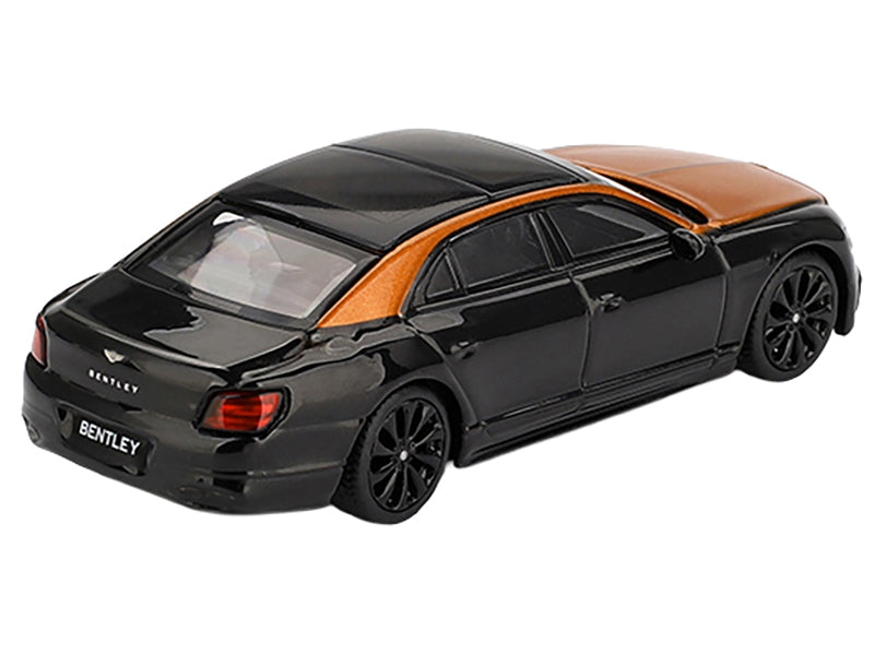 Bentley Flying Spur Orange Flame Metallic and Onyx Black Limited Edition 1/64 Diecast Model Car by Mini GT