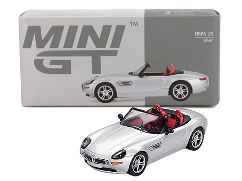BMW Z8 Roadster Silver Metallic with Red and Black Interior Limited Edition 1/64 Diecast Model Car by Mini GT