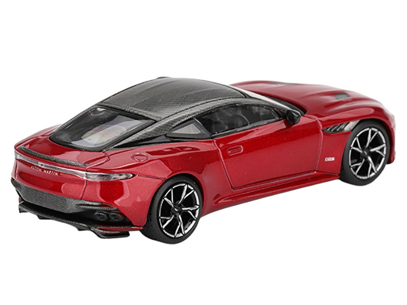 Aston Martin DBS RHD (Right Hand Drive) Hyper Red Metallic with Carbon Top Limited Edition 1/64 Diecast Model Car by Mini GT