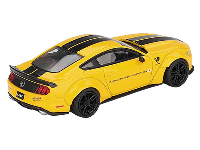 Ford Mustang "LB-Works" Triple Yellow with Black Stripes Limited Edition 1/64 Diecast Model Car by Mini GT