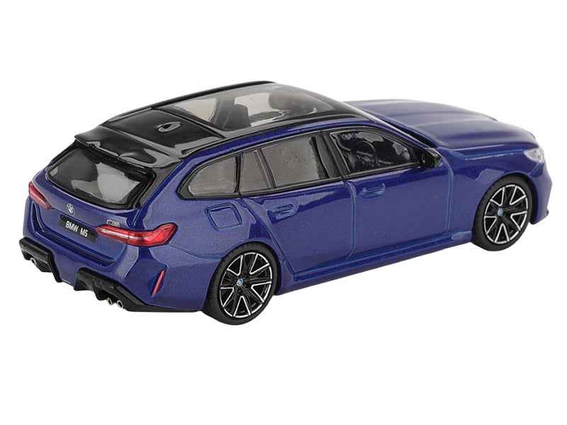 BMW M5 Touring Marina Bay Blue Metallic with Black Top and Sun Roof Limited Edition 1/64 Diecast Model Car by Mini GT