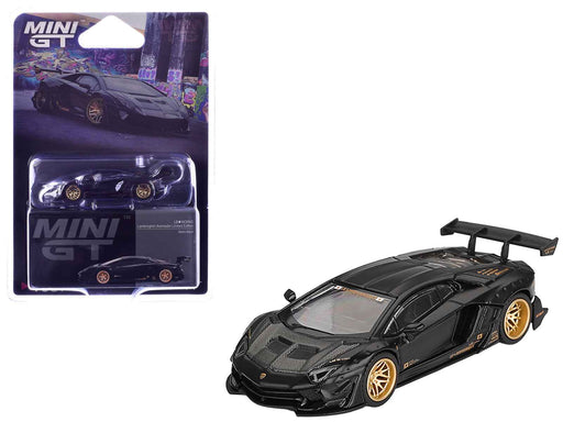 Lamborghini Aventador "LB-Works" Matt Black with Carbon Hood Limited Edition 1/64 Diecast Model Car by Mini GT