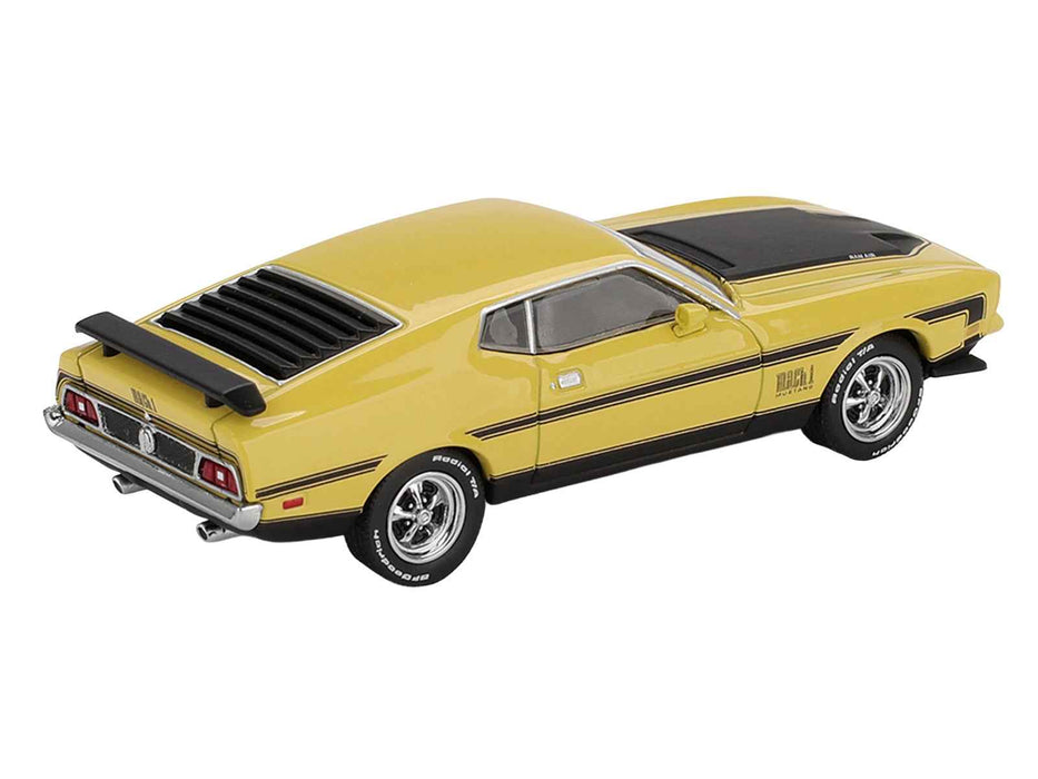 Ford Mustang Mach 1 Grabber Yellow with Black Hood and Stripes Limited Edition 1/64 Diecast Model Car by Mini GT