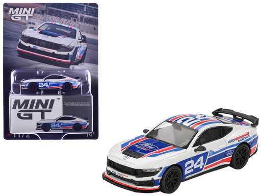 Ford Mustang Dark Horse #24 "Ford Performance Racing School" White with Red and Blue Graphics Limited Edition 1/64 Diecast Model Car by Mini GT