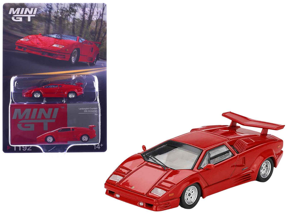 Lamborghini Countach "25th Anniversary" Red Limited Edition 1/64 Diecast Model Car by Mini GT
